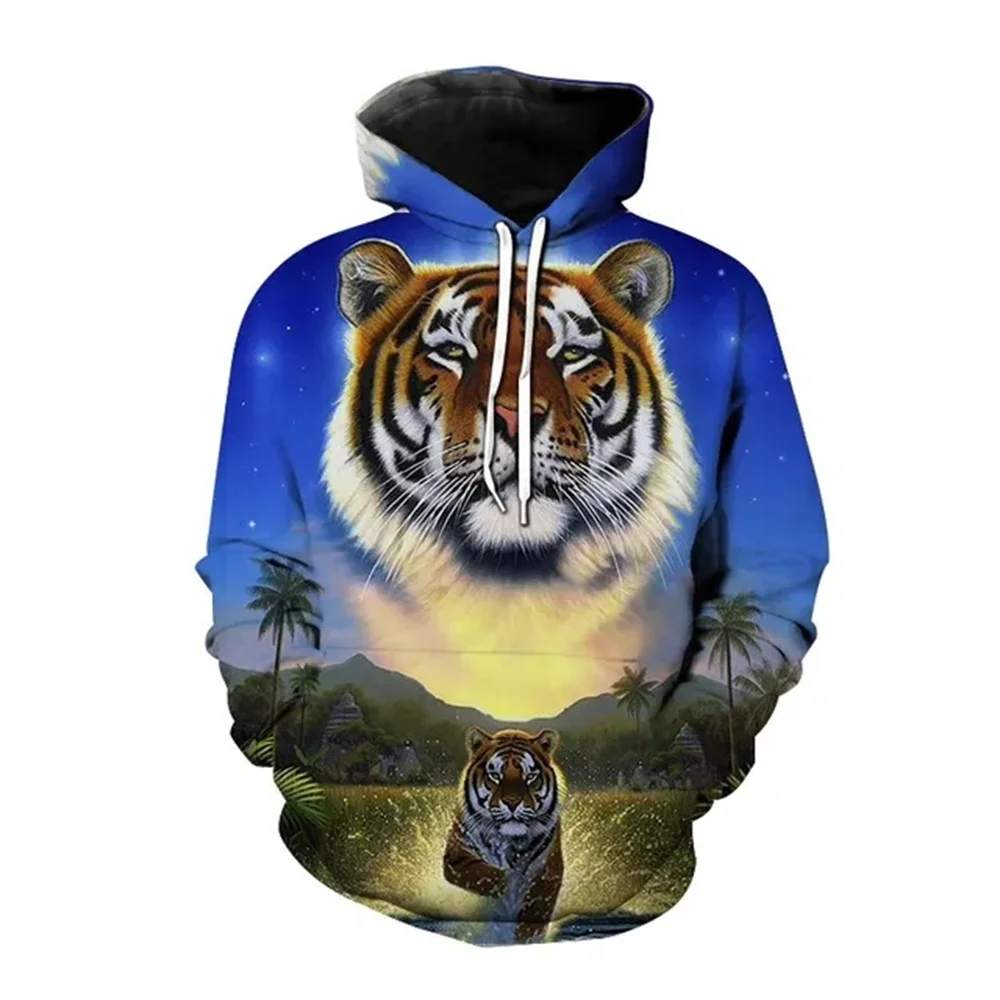 

Толстовка мужская с длинным рукавом, модный Свободный пуловер с 3D принтом тигра и элемента, Повседневная Удобная кофта, осень