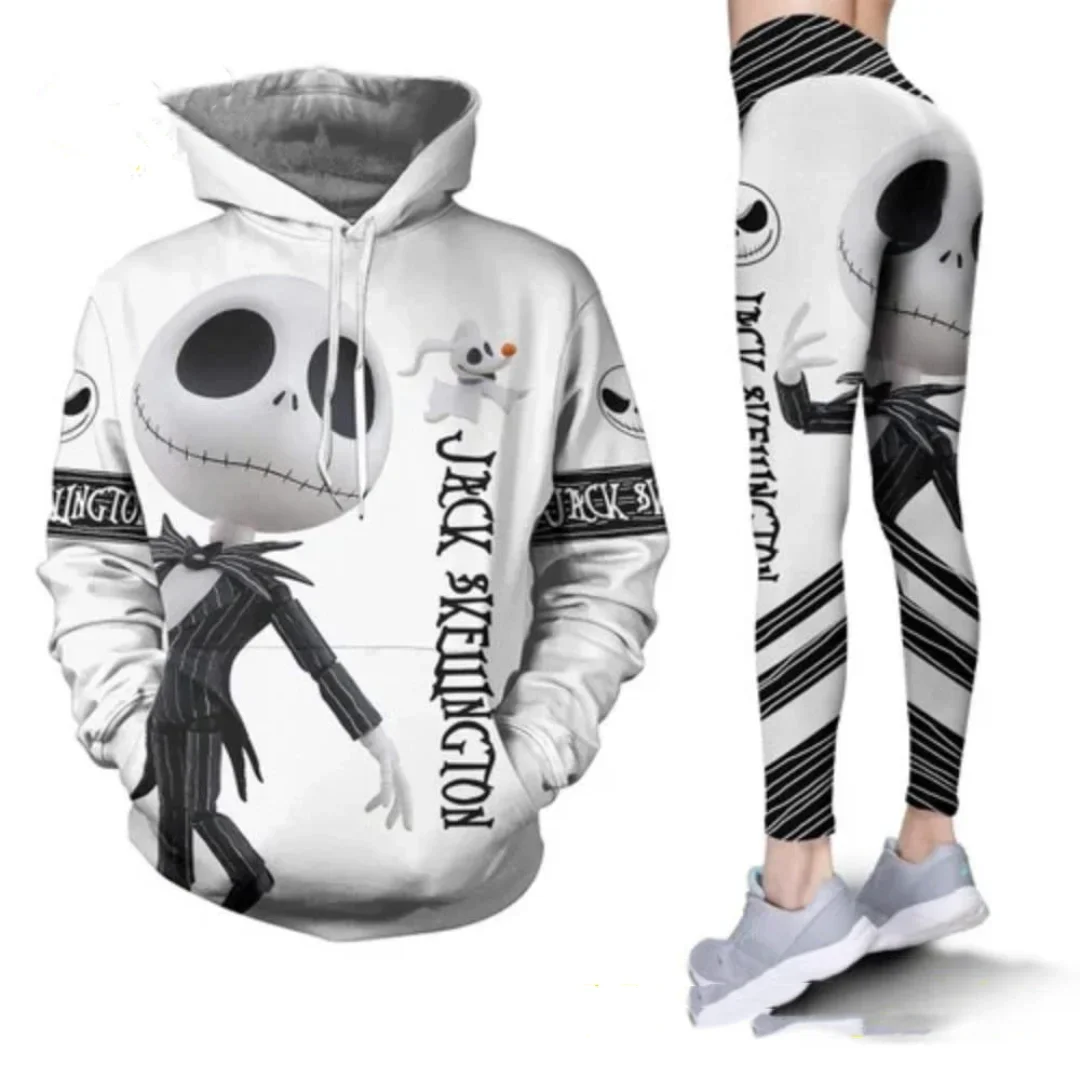 

The Nightmare Before Christmas Jack Skellington Women's Hoodie and Leggings Set Disney Yoga Hoodie Leggings Fashion Tracksuit