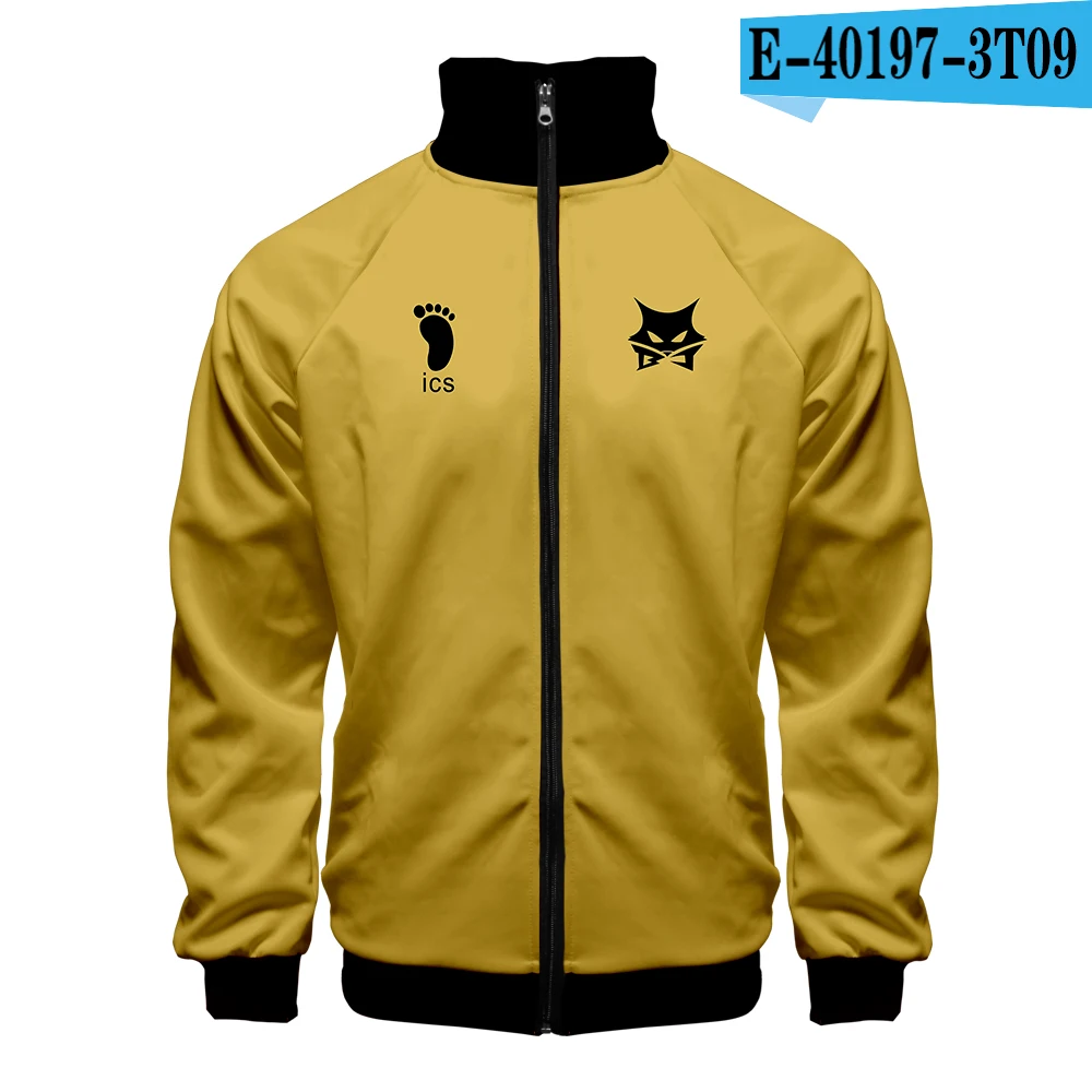 

Haikyuu!! MSBY Black Jackals 3D Printing Fall Winter Baseball Jacket Stand Collar Jacket Men/Women Hip Hop Jacket Zipper