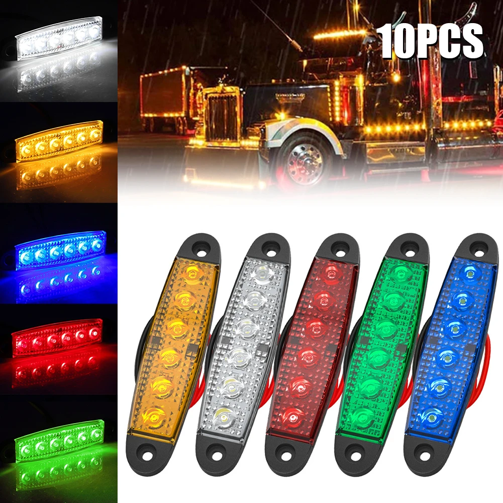 10PCS 6LED 12V/24V Truck Trailer Side Marker Indicators Clearance Light Car Brake Rear Highlight Tail Light Warning Signal Lamp
10PCS 6LED 12V/24V Truck Trailer Side Marker Indicators Clearance Light Car Brake Rear Highlight Tail Light Warning Signal Lamp