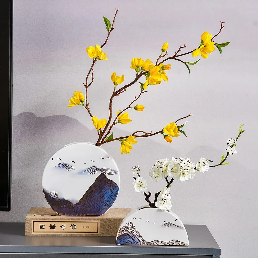 

Керамическая ваза в китайском стиле, вазы в стиле ретро для гостиной, спальни, офисные украшения, настольные аксессуары для украшения дома, настольный цветочный горшок