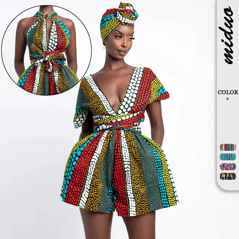 Women Jumpsuit African Customs Style Digital Printing DIY Multi Wear One-piece Casual Loose Short Pants
Women Jumpsuit African Customs Style Digital Printing DIY Multi Wear One-piece Casual Loose Short Pants