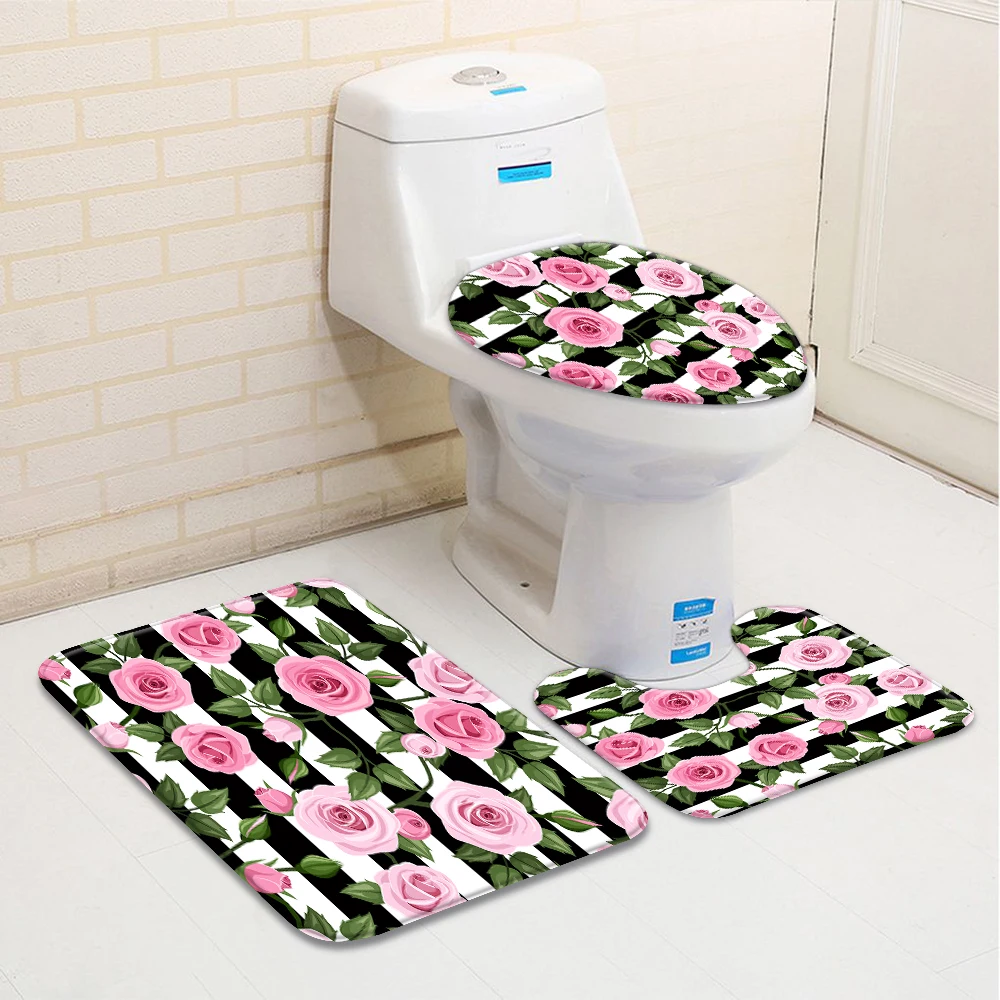 Набор из 3 цветочных ковриков для ванной комнаты, полосы с зелеными листьями и розовыми цветами, коврик для ванной из пены с эффектом памяти, U-образный ковер для туалета
Набор из 3 цветочных ковриков для ванной комнаты, полосы с зелеными листьями и розовыми цветами, коврик для ванной из пены с эффектом памяти, U-образный ковер для туалета