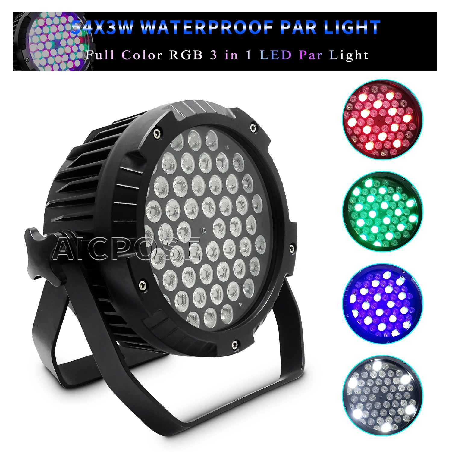 

54x3W RGB 3 in 1 Outdoor Waterproof Par Light RGBW LED Color Stage Light DMX512 Control Professional DJ Disco Stage Lighting