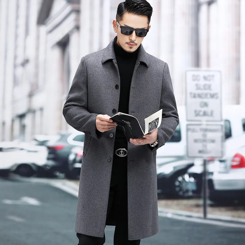 

2023 new arrival winter Double-sided wool coat thicked trench coat men,men's smart casual Lapel woolen jackets full size M-XXXXL
