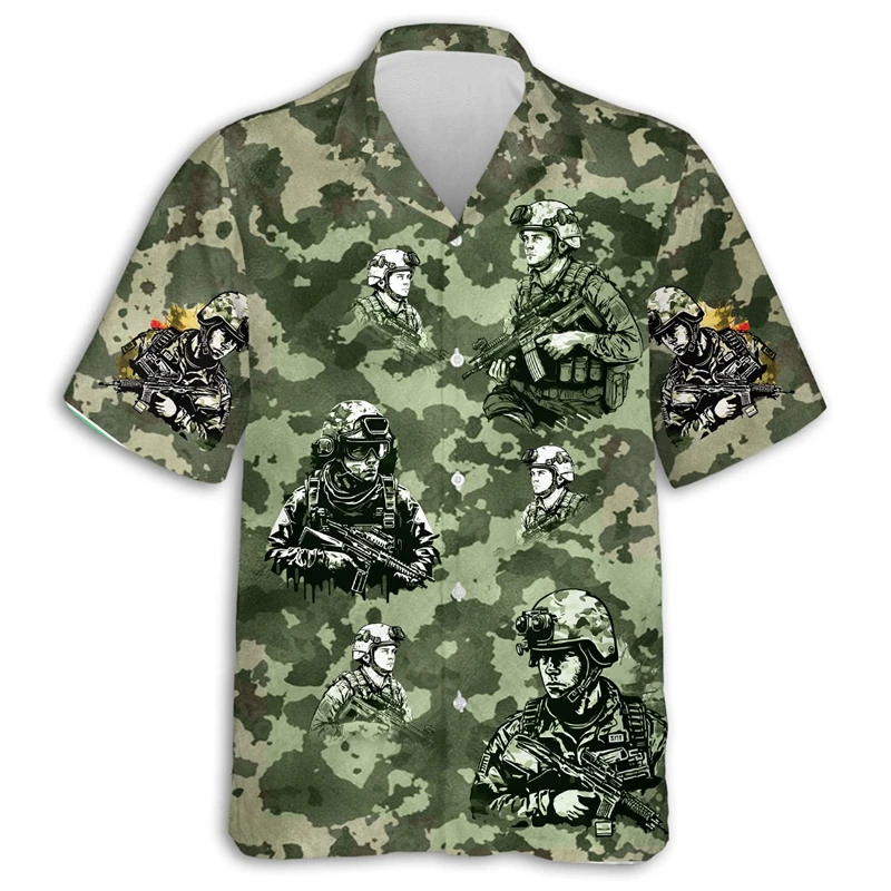 

America Camo 3D Printed Short Sleeve Shirts For Men Clothes Casual Veteran Lapel Blouse USA Eagle Blouses Kids Button Army Tops