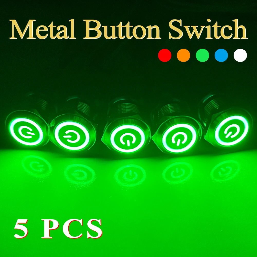 

Button Switch 12/16/19/22mm Waterproof Metal Push Button Switch Automatic Momentary Reset Self Locking 12V Car LED Latching