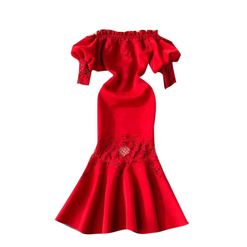 Celebrity Party Dresses Women Spring Autumn Off shoulder Puff Sleeve Lace Patchwork Bodycon Fishtail Dress Vestidos Mujer
Celebrity Party Dresses Women Spring Autumn Off shoulder Puff Sleeve Lace Patchwork Bodycon Fishtail Dress Vestidos Mujer