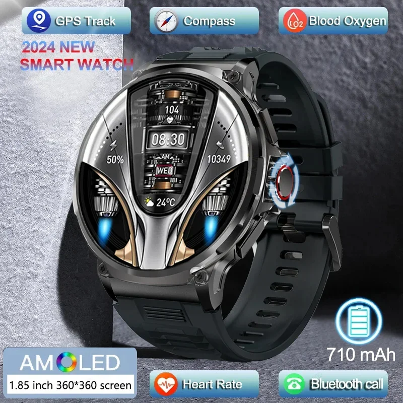 

2024 New Men 1.85-inch HD Smart Watch 710Mah Large Battery Outdoor Sports Fitness Bluetooth Call GPS Track 400+ Dial Smartwatch