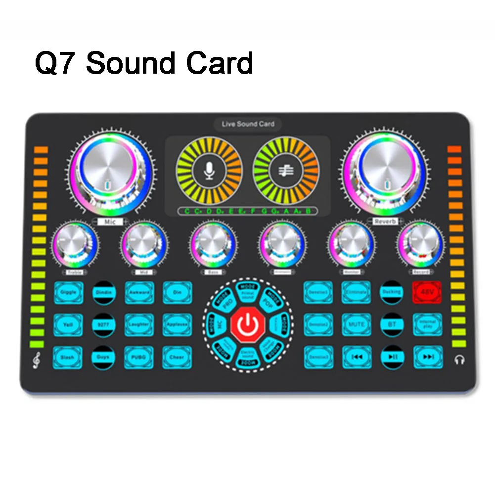 Live Sound Card Q7 Sound Card Studio Record Mic Mixer Voice Changer Live Streaming Karaoke Home Pro Audio Equipment
Live Sound Card Q7 Sound Card Studio Record Mic Mixer Voice Changer Live Streaming Karaoke Home Pro Audio Equipment