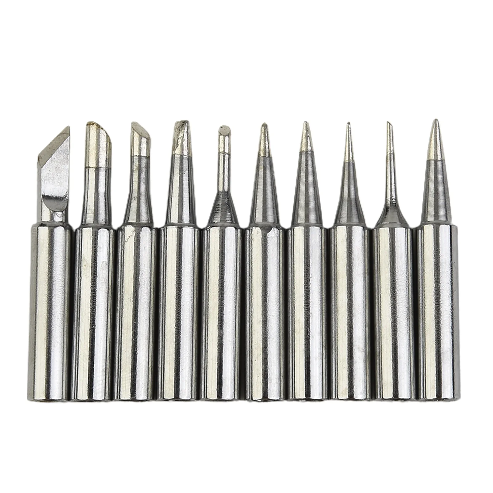10Pcs/set Soldering Iron Tips 900M-T Lead-Free Welding Head For 936 942 907-ESD 852 Rework Station Soldering Tool
10Pcs/set Soldering Iron Tips 900M-T Lead-Free Welding Head For 936 942 907-ESD 852 Rework Station Soldering Tool