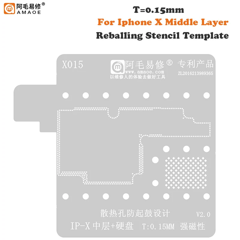 Amaoe Middle Layer Reballing Stencil Template For iPhone X XS Max Steel Mesh Net Thickness 0.12mm 0.10mm 0.15mm
Amaoe Middle Layer Reballing Stencil Template For iPhone X XS Max Steel Mesh Net Thickness 0.12mm 0.10mm 0.15mm