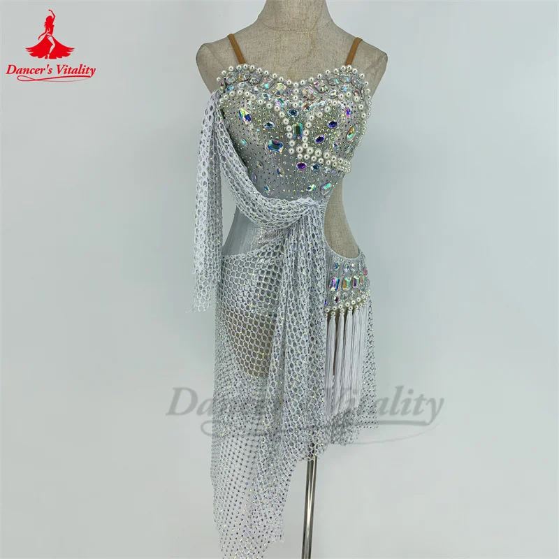 Платье с бахромой для латиноамериканских танцев, женский костюм для соревнований по румбе и Танго, детская одежда для латиноамериканских танцев
Платье с бахромой для латиноамериканских танцев, женский костюм для соревнований по румбе и Танго, детская одежда для латиноамериканских танцев