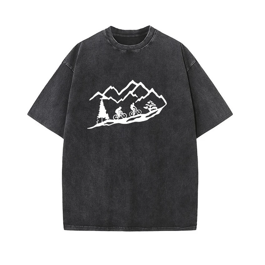 

Customized Mountain Biking Printed T Shirt Pregnancy Retro Washed Tops Tees Harajuku Tshirt Streetwear Hip Hop Maternity T-shirt