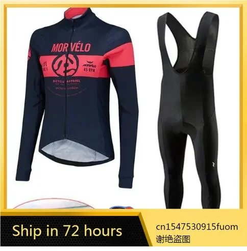 

2024 Morvelo Women Winter Thermal Fleece Long Sleeve Strap 9d Bib Pants Cycling Jersey Set Pro Team Bicycle Triathlon Clothing