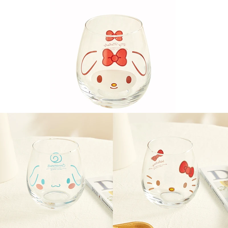 

420Ml Anime Glass Cup Kawaii Cinnamon Dog My Melody Hellokt Transparent Cartoon Home Cups for Juice Coffee Beer Breakfast Teacup