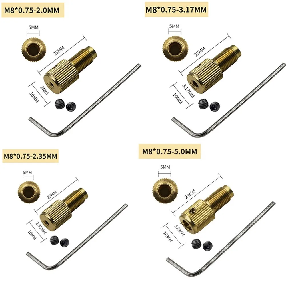 Self-Tightening Drill Collet Bits Chuck Set Brass Clamp Connecting Rod M8-2/2.3/3.17/5mm Adapter Wrench Screw Shaft Core
Self-Tightening Drill Collet Bits Chuck Set Brass Clamp Connecting Rod M8-2/2.3/3.17/5mm Adapter Wrench Screw Shaft Core