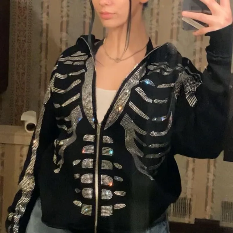 Grunge Y2k Clothes Rhinestone Skeleton Men's Hoodie Goth Full Zip Tops Punk Jackets Sweatshirts Sudaderas Autumn Retro Hoodie
Grunge Y2k Clothes Rhinestone Skeleton Men's Hoodie Goth Full Zip Tops Punk Jackets Sweatshirts Sudaderas Autumn Retro Hoodie