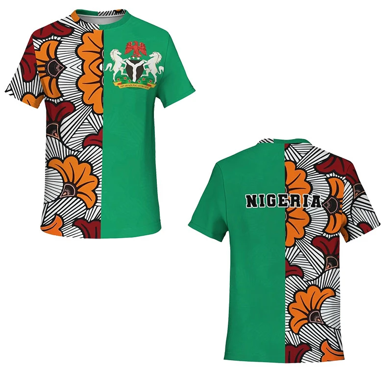 

Africa Nigeria Flag Map Graphic T Shirts National Emblem Horse Eagle 3D Printed T Shirt For Men Clothes APC Tee Boy Tees Tops