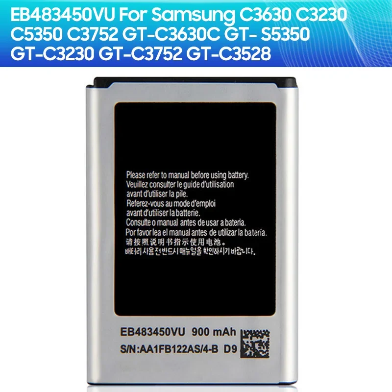 Replacement Battery EB483450VU for Samsung C3630 C3230 C5350 C3752 GT-C3630C GT-S5350 GT-C3230 GT-C3752 GT-C3528
Replacement Battery EB483450VU for Samsung C3630 C3230 C5350 C3752 GT-C3630C GT-S5350 GT-C3230 GT-C3752 GT-C3528