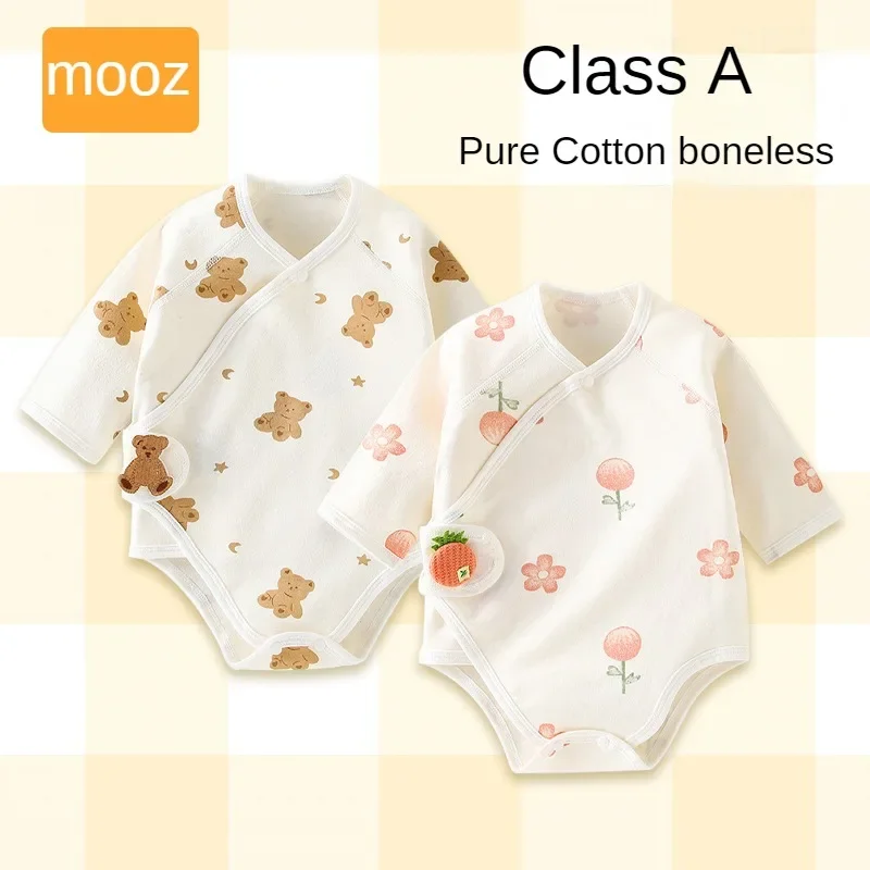 

MOOZ Baby Clothes 2024 Spring Bodysuits & One-pieces 0 to 3 Months Baby Romper For Infants Baby Short Sleeve Cotton Home Outfit