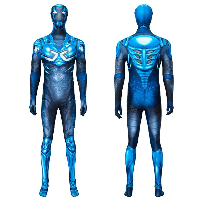 

Blue Cosplay Beetle Costume Adult Men Zentai Jumpsuit Male Superhero Role Play Fantasia Bodysuit for Man Halloween Carnival Suit