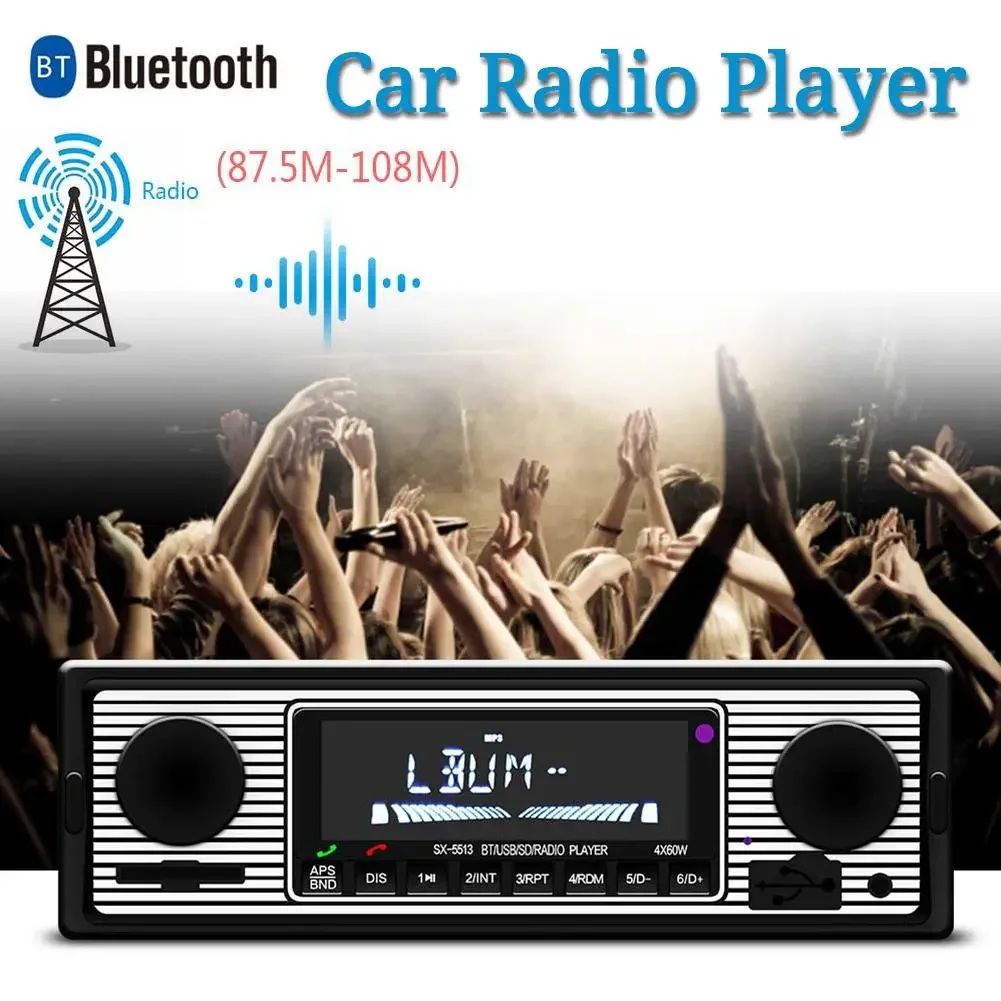 

Автомобильный FM-радиоприемник, стерео плеер, цифровой Bluetooth MP3-плеер, Bluetooth, громкая связь, Aux-радио, MP3 музыкальный радиоприемник, тюнер, 1 DIN, 12 В, 5513