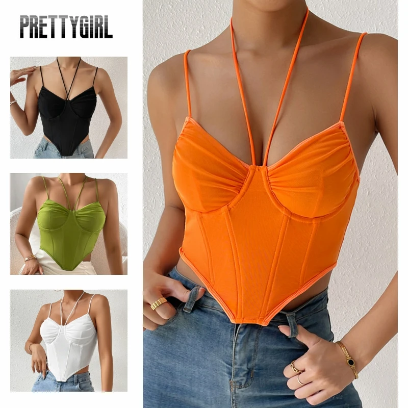 

Women's Sexy Y2K Tops Asymmetrical Hem Bustier Cami Top Shirts Female Camis Diamond Fishbone Spicy Girl Tank Sleeveless Crop Top