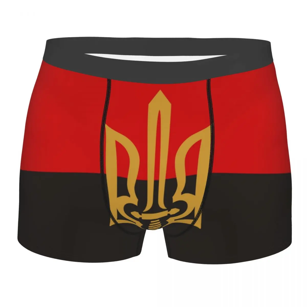 

Стилизованные тризуб и красные черные шорты-боксеры для мужчин, 3D печать, герб рук, украинский флаг, нижнее белье, трусы