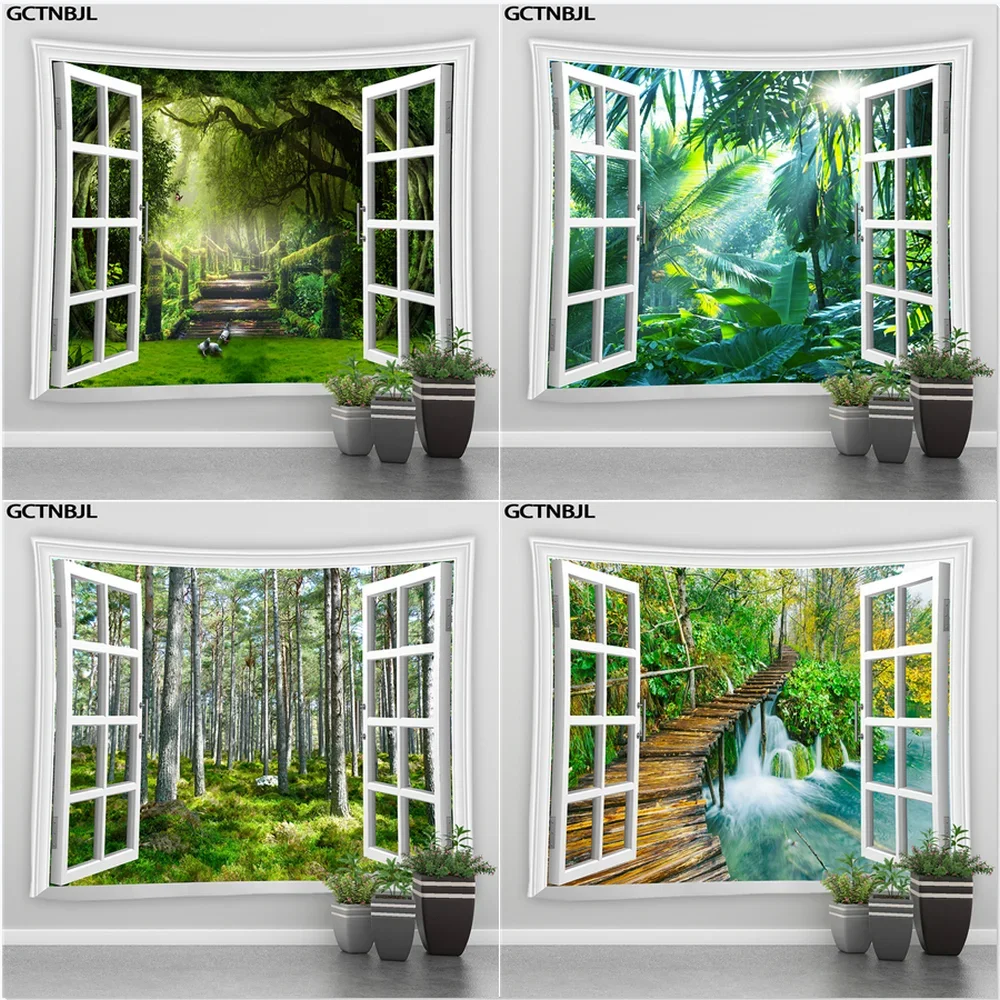 

Forest Landscape Tapestry Sunshine Trees Natural Scenery Hippie Wall Hanging Big Tapestries Bedroom Dormitory Home Decor Blanket