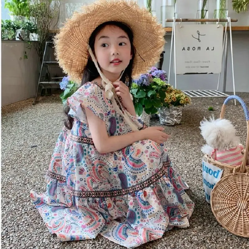 Girl Ethnic Style Abstract Painting Dress Princess Dress Summer Dress New Children's Clothing
Girl Ethnic Style Abstract Painting Dress Princess Dress Summer Dress New Children's Clothing