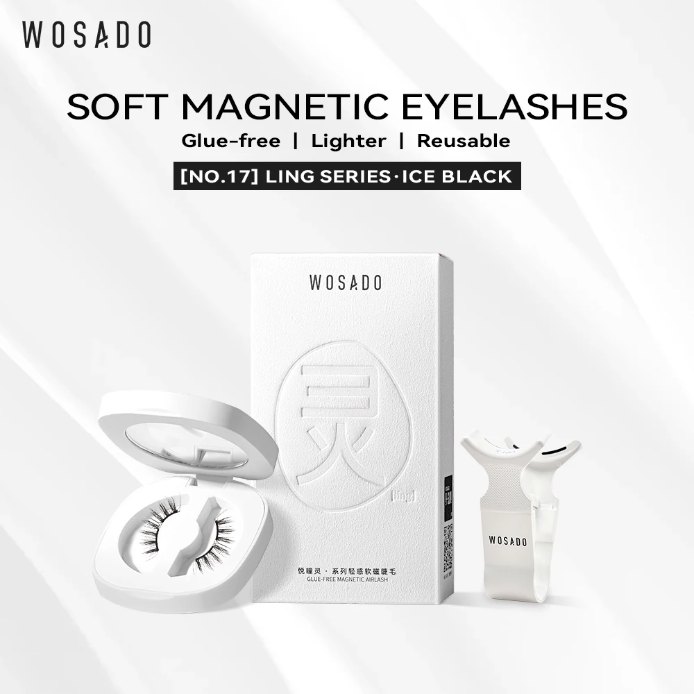 

WOSADO Magnetic Lashes No.17 ICE BLACK Professional Premium Reusable Safe Dupont 3D Patented False Eyelashes Barbie Dolly