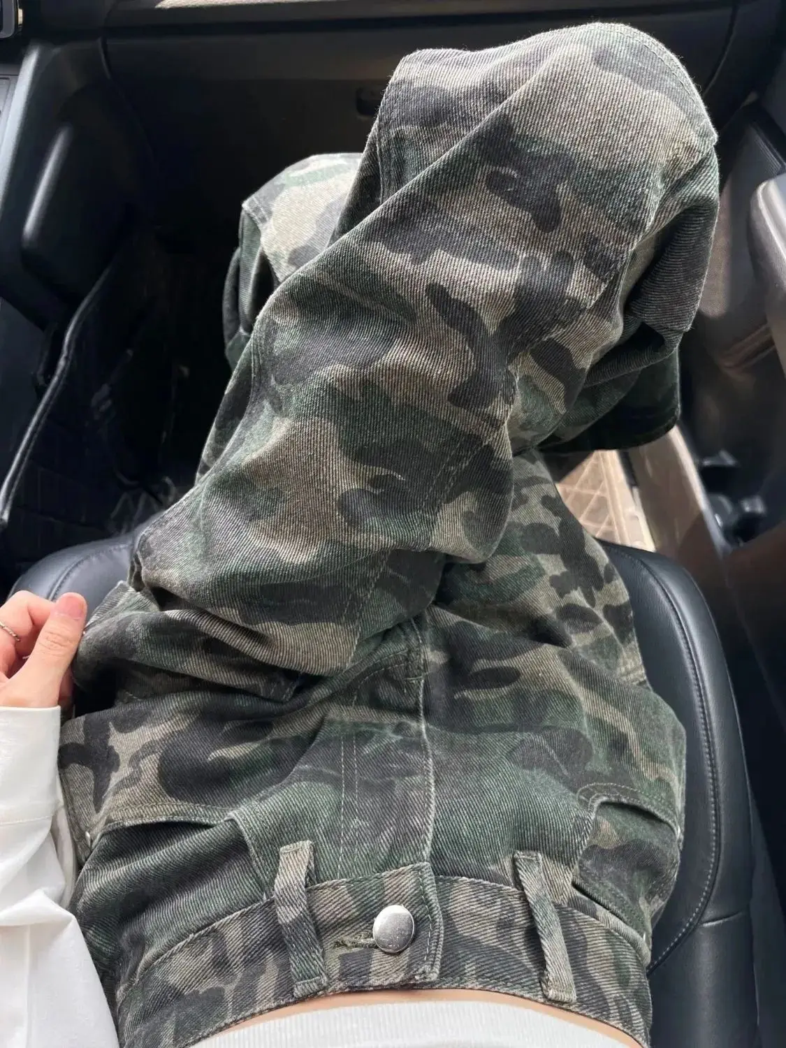 

Spicy Girl Camouflage Casual Women's Workwear Straight Tube Military Green Design Sense Niche High Street Jeans Instagram Trend
