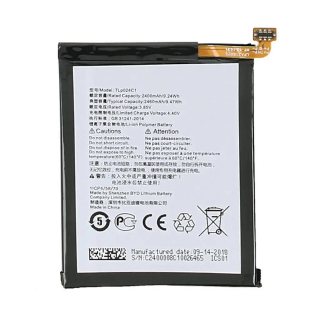 

TLp025H1 TLP024CJ battery 2460mah 9.47wh 3.85 for Alcatel A3 OT-5046/Shine Lite OT-5080 5080X OT-5046D OT-5046Y 5046y batteries