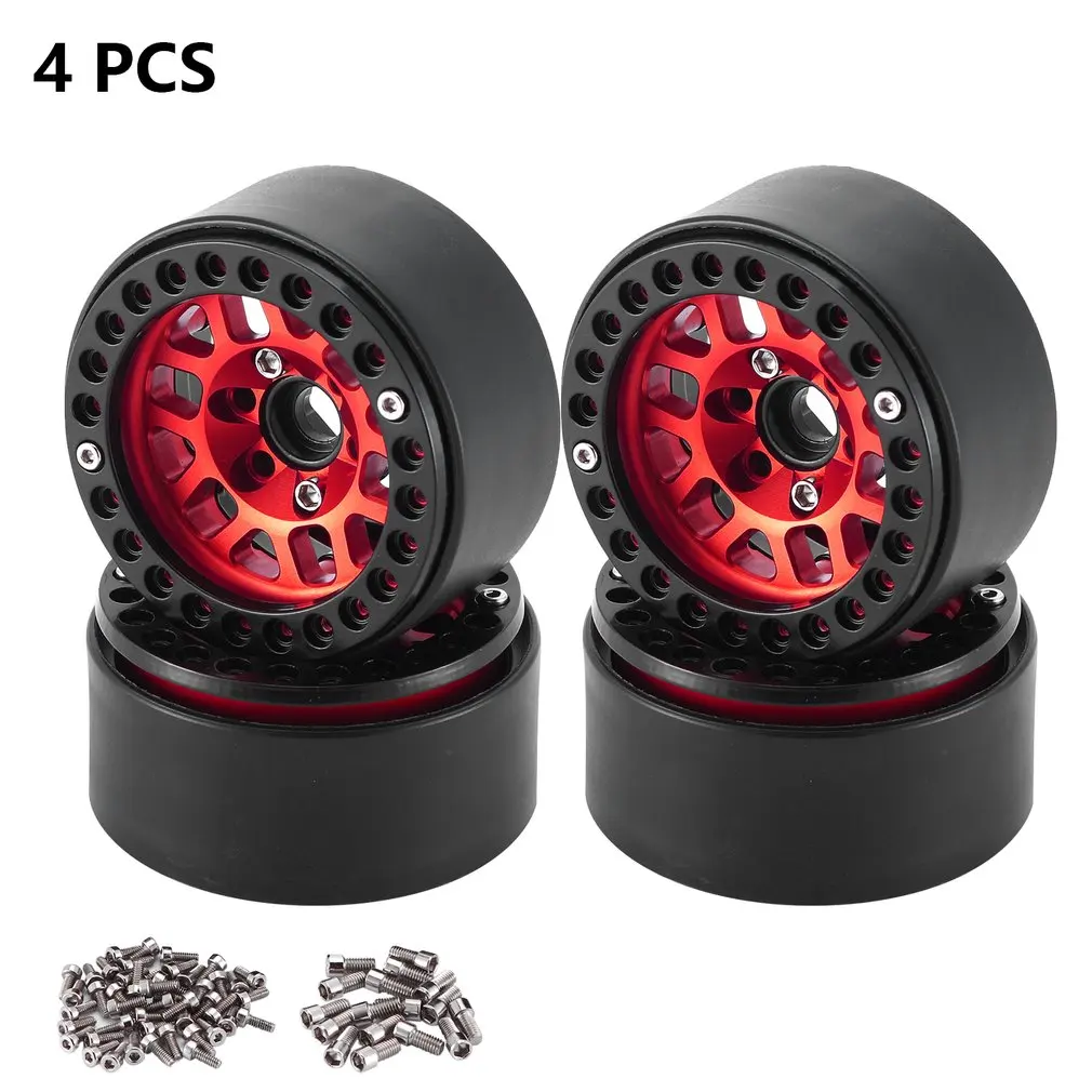 

4PCS Metal 1.9inch Beadlock Rim Wheel Hub Fit 1.9 Tires For Axial 1/10 RC Crawler SCX10 90046 SCX10 RC Car Parts