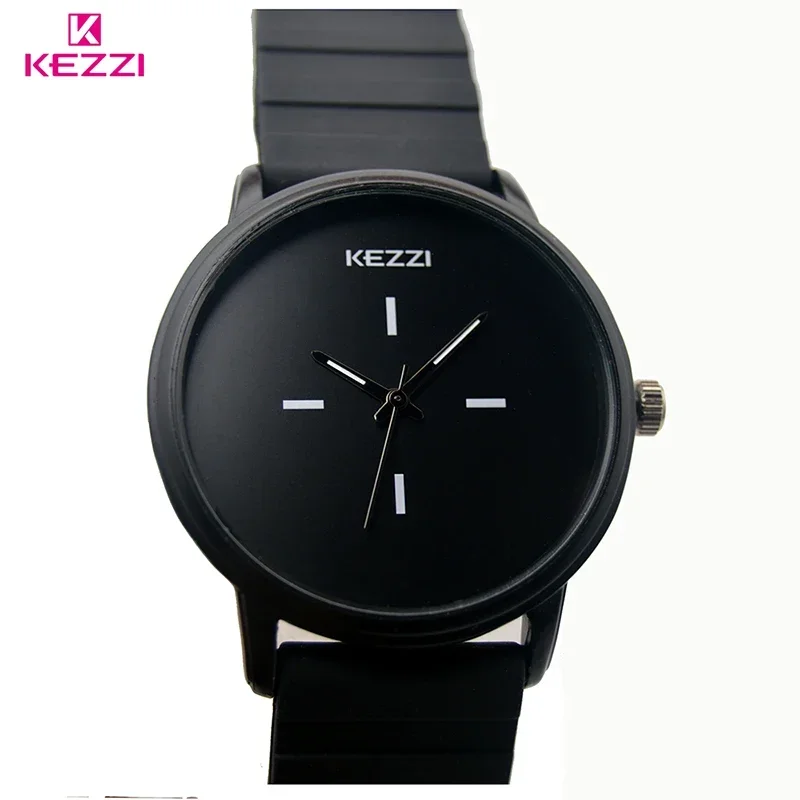 

Kezzi Brand Classic Black White Silicone Watches Women Big Dial Sport Quartz Watch Ladies Unisex Watch Clock Relojer
