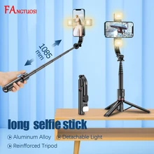 FANGTUOSI Foldable Wireless Bluetooth Selfie Stick Tripod with Bluetooth shutter Fill Light Aluminum Alloy Selfie Stck 2024 New