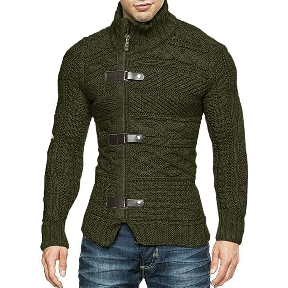 Fashion Man Leather Button Zip Up Winter Cardigan Sweater Turtleneck Cable Knit Cardigans Sweater Coat Tops Clothing For Men
Fashion Man Leather Button Zip Up Winter Cardigan Sweater Turtleneck Cable Knit Cardigans Sweater Coat Tops Clothing For Men