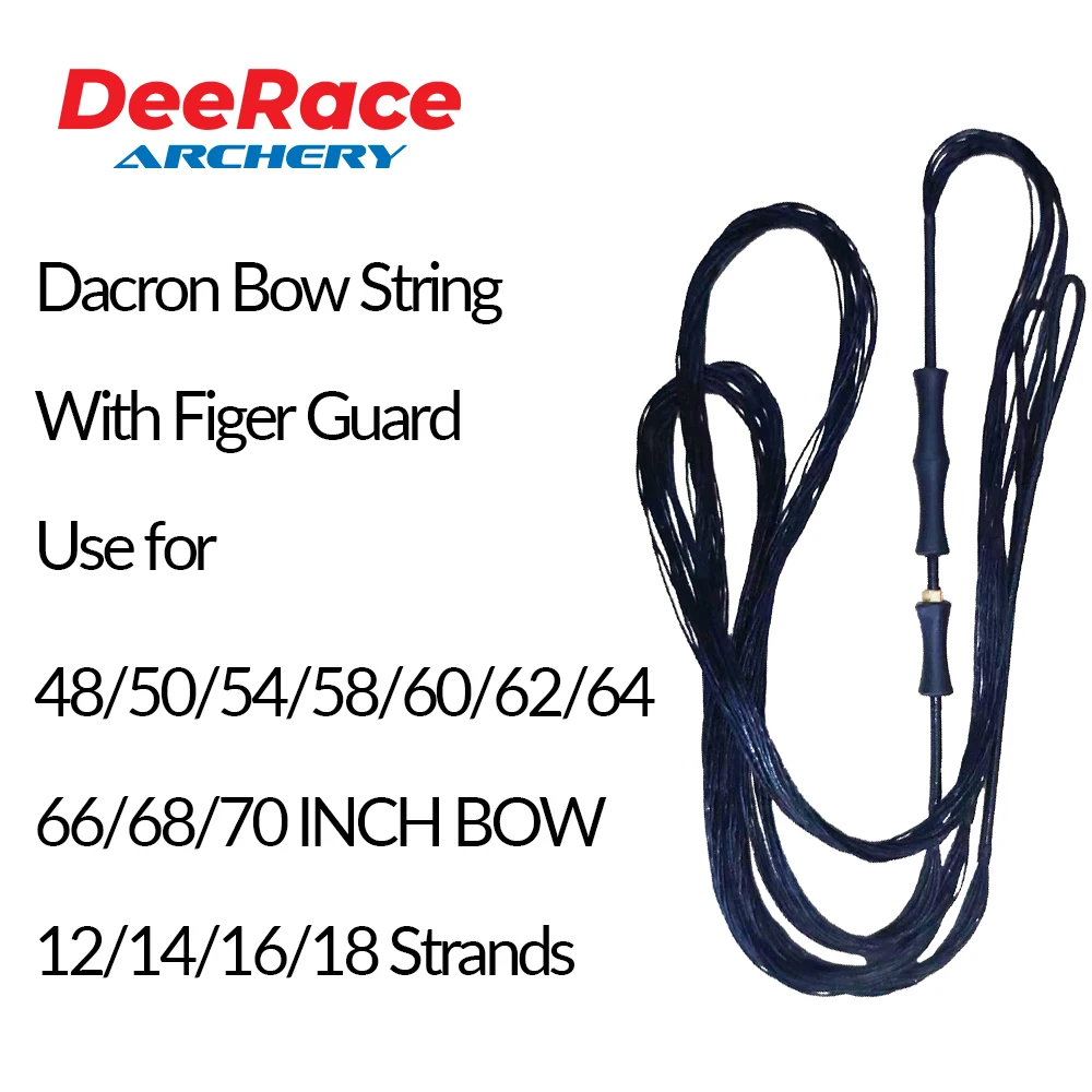 

DeeRace Dacron Bow String B55 Archery Accessory Black With Finger Guard AMO 48"50"54"58"60"62"64"66"68"70" 12/14/16/18 Strands