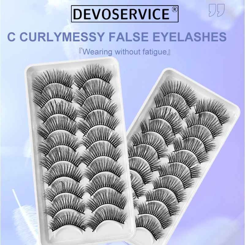 

DEVOSERVICE Lashes Curl 3D Faux Mink False Eyelashes 10 Pairs Natural Soft Dramatic Eyelash Extension Make Up Maquiagem Pestañas