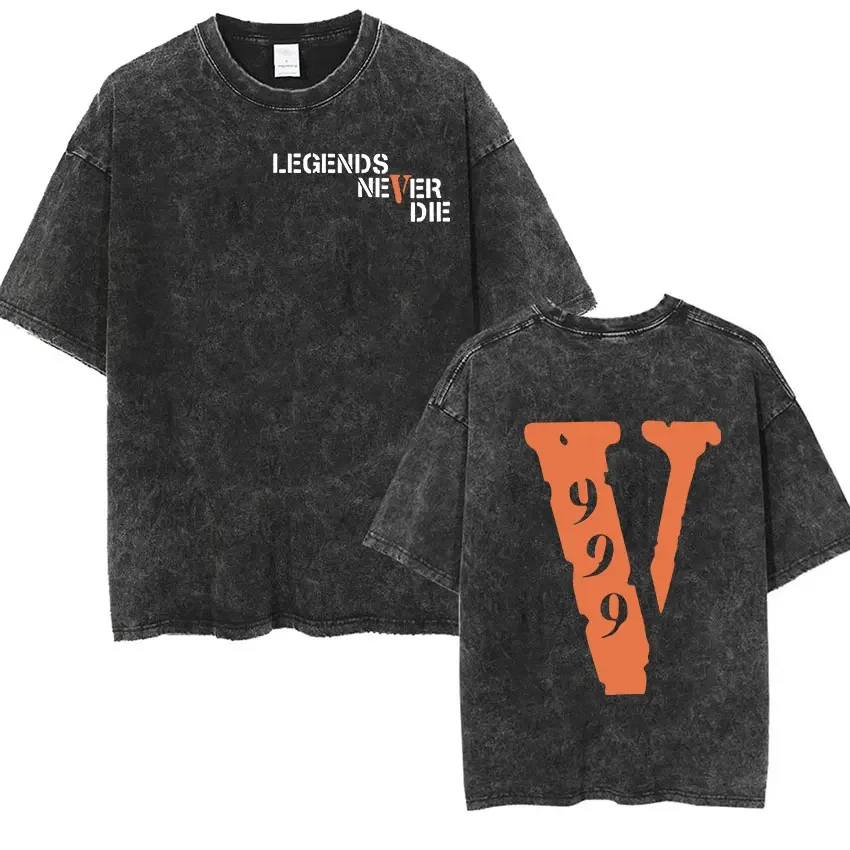 

Rapper Juice Wrld 999 V Logo Vintage Washed T Shirts Men Women Hip Hop Fashion Gothic T-Shirt Oversized Streetwear Tshirts