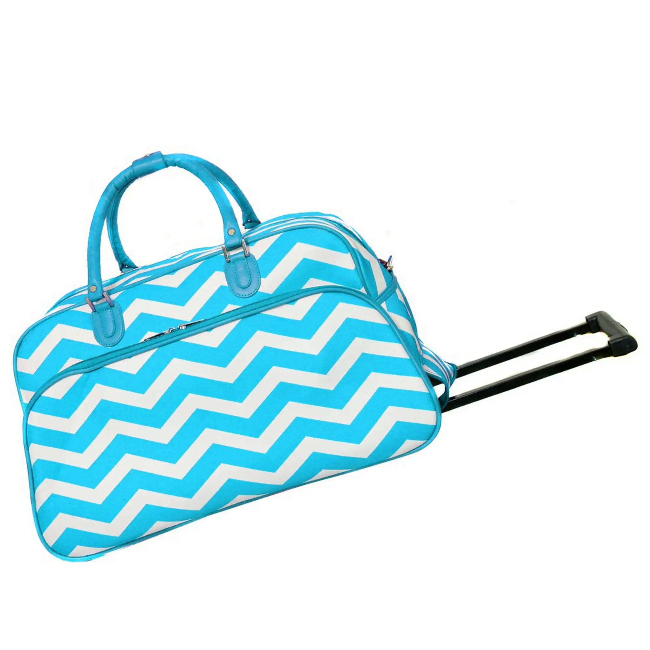 

CalBags Chevron Prints 21-Inch Carry-On Rolling Duffel Bag - Light Blue White Chevron