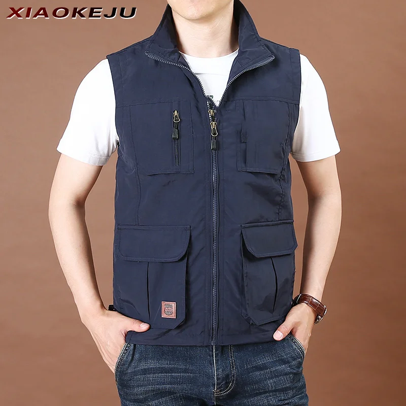 Without Men's Vest Sleeveless Jackets Male Waistcoat Multi Pocket Stand Collar Vest Dress Up Life Spring Camping Fishing Vest
Without Men's Vest Sleeveless Jackets Male Waistcoat Multi Pocket Stand Collar Vest Dress Up Life Spring Camping Fishing Vest