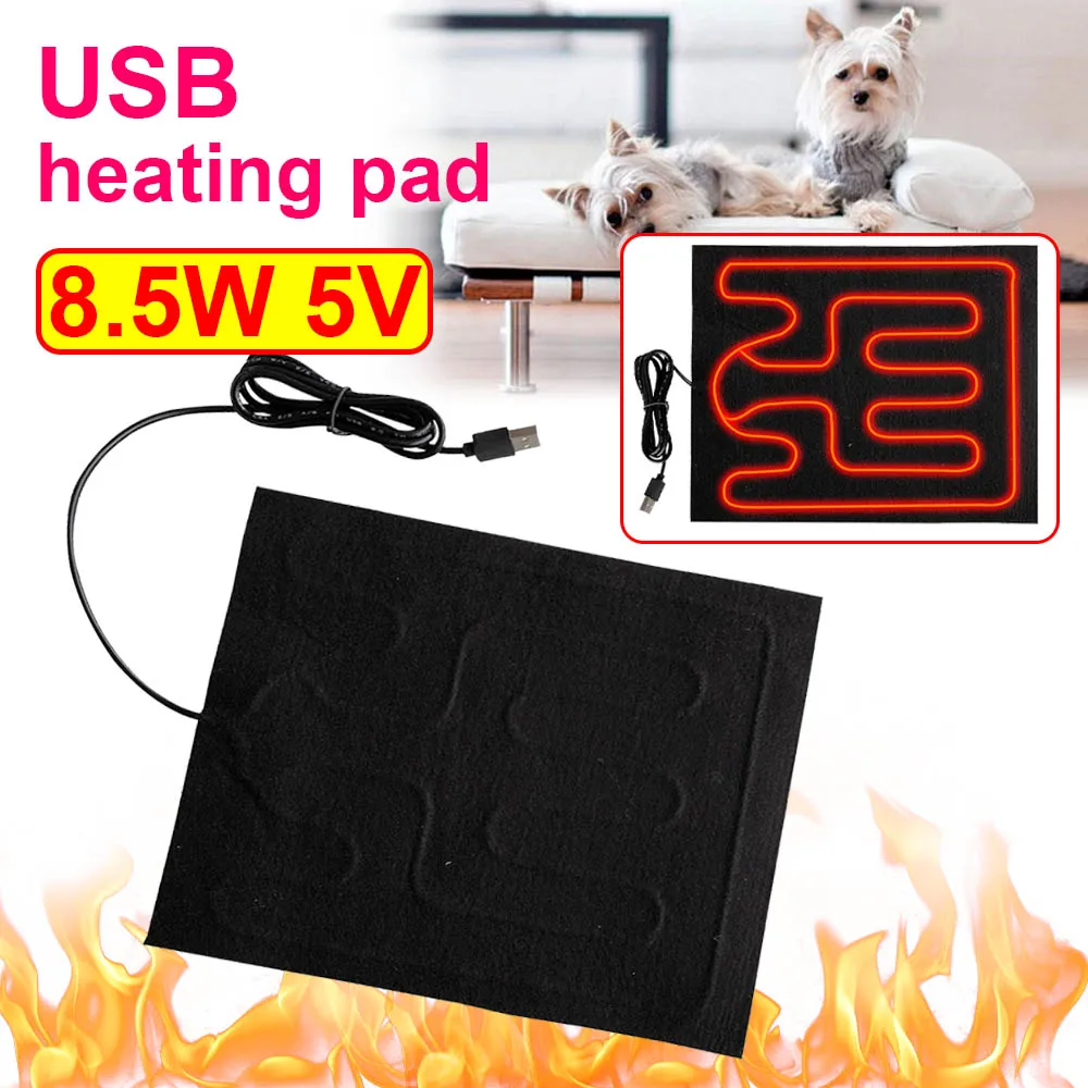 

USB Pet Heating Pads Heating Film Warm Folding Heated Sheet Waterproof Car Seat Mat Cushion Reptile Winter Warm Climbing Outdoor