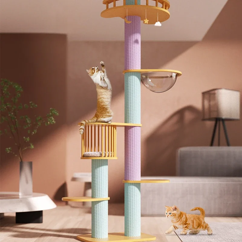 

Tongtianzhu стильная цельная деревянная рама для кошек, кошачье гнездо, Многоуровневая платформа для прыжков, кошка, дерево, фантазия, облако, колонна