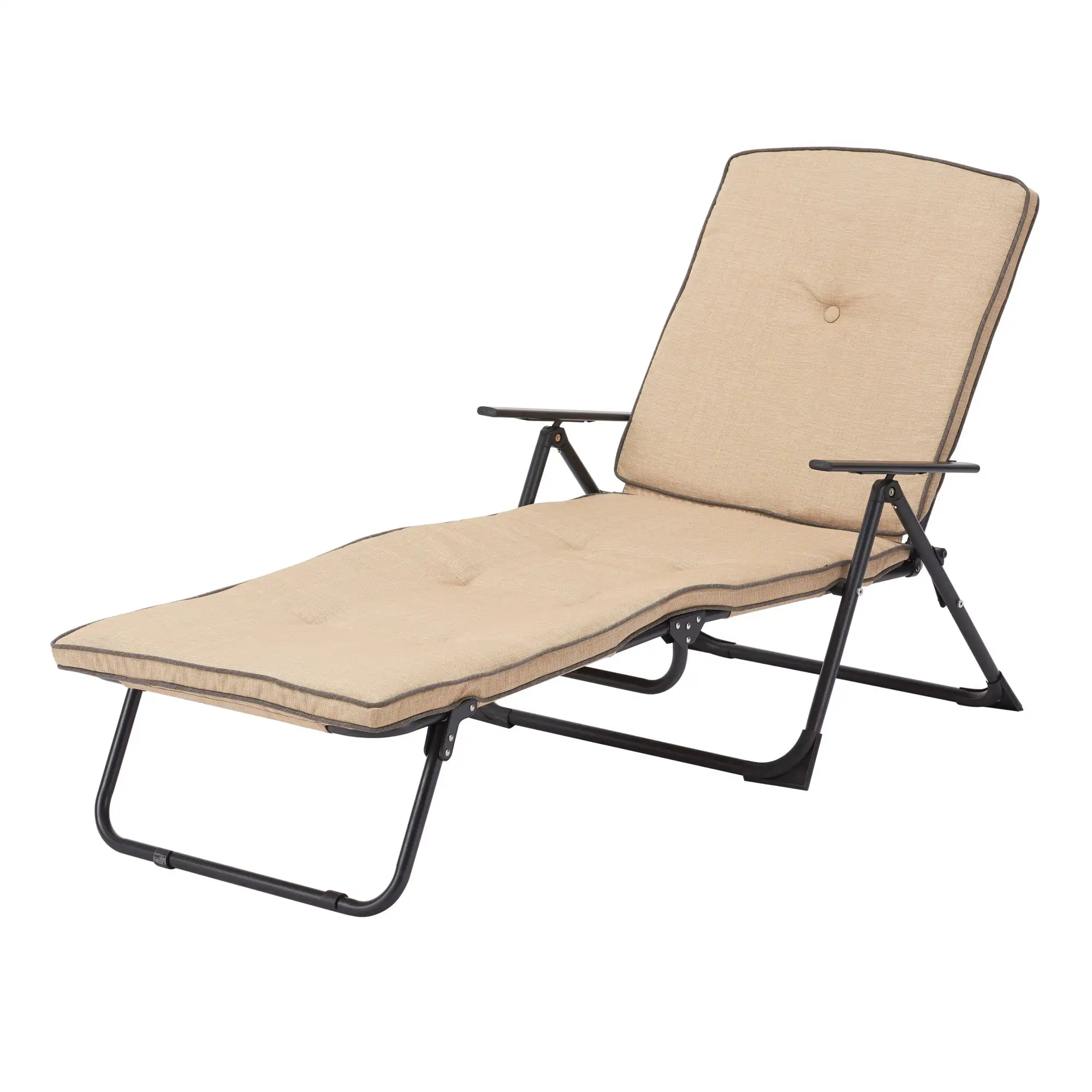 

Mainstays Sand Dune Foldable Steel Outdoor Chaise Lounge, Beige/Black