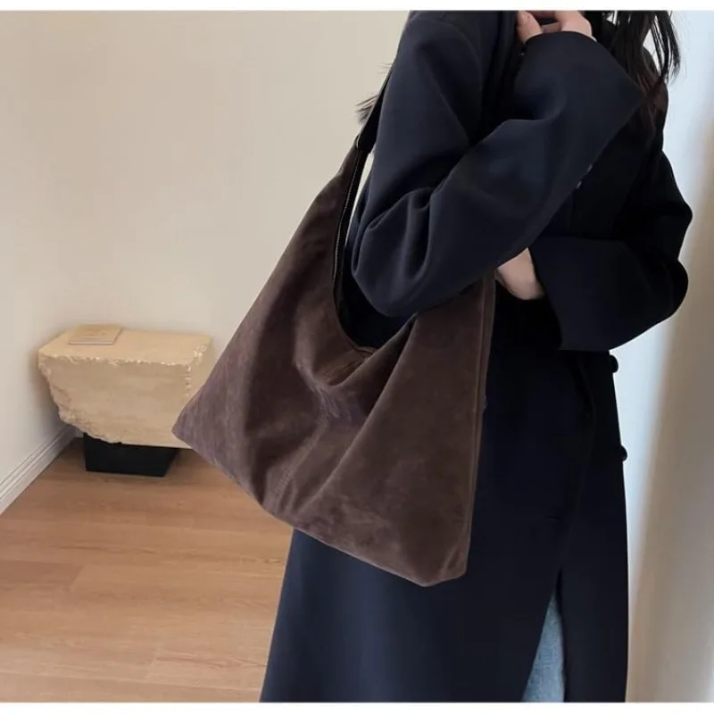 Women Suede Shoulder Bag Large Capacity Hobo Bags Handbag with Zipper Slouchy Bag Commuter Travel Bag Purses and Handbags 16 S530f47c43b7240dc9471276b27c2aff6N