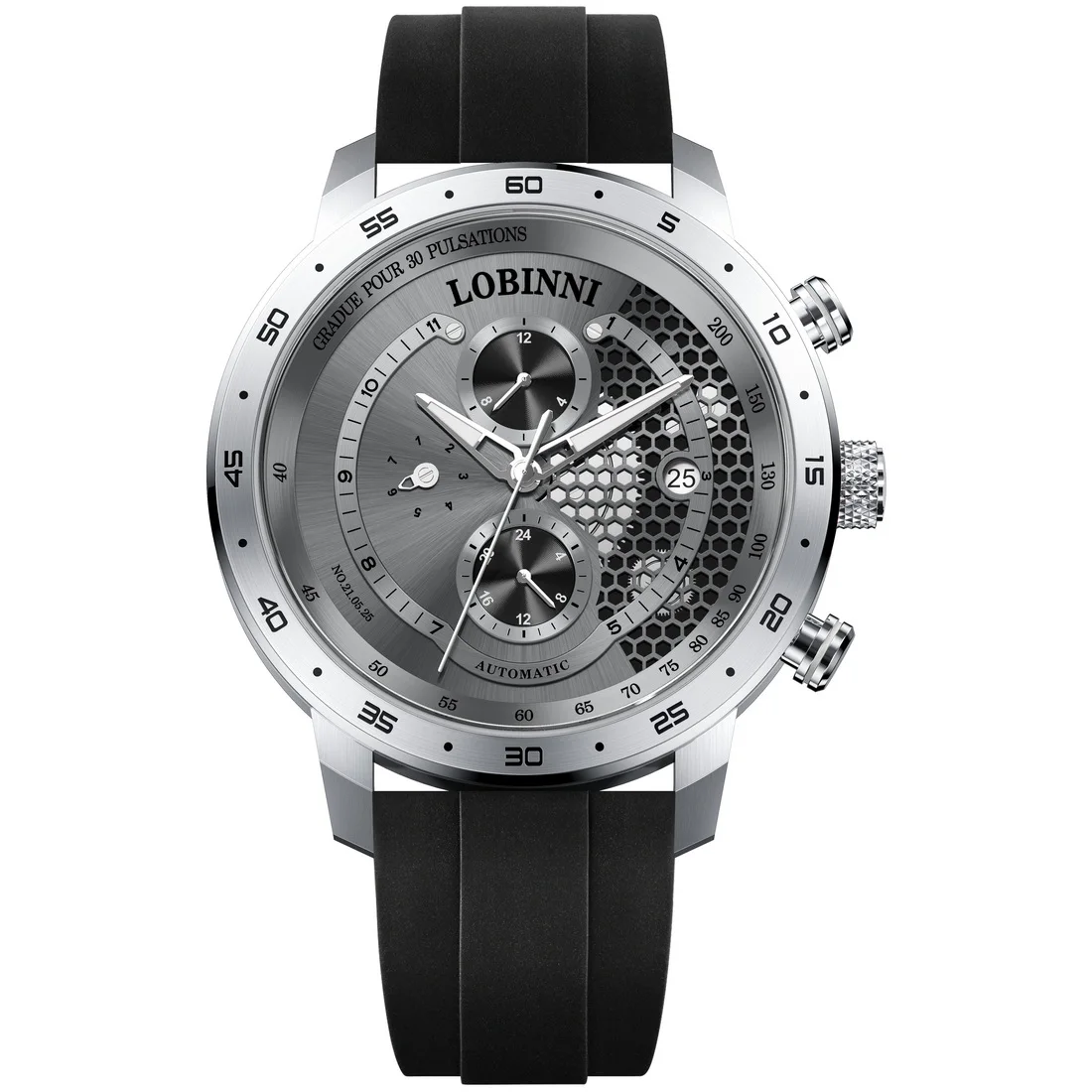 

Lobinni Men Sport Watch 42MM Automatic Watches Mechanical Wristwatch 50M Waterproof Sapphire Luminous Month Week Date Pulsations