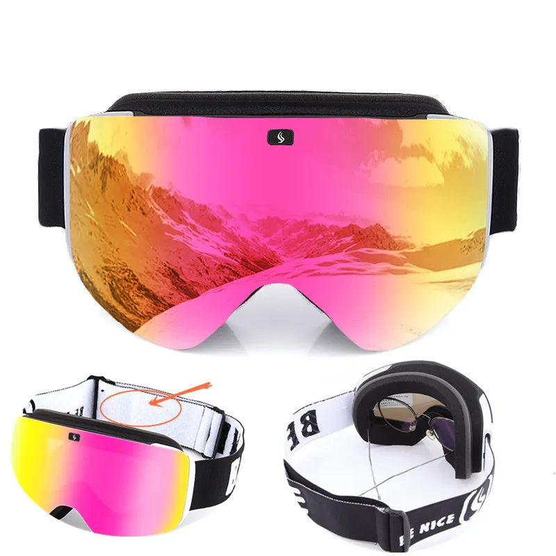 

Be Nice Double-Layer Anti-Fog Cylinder Magnetic Skiing Goggles Quickly Change Lens Snowboard Coating Goggles Men Winter Glasses