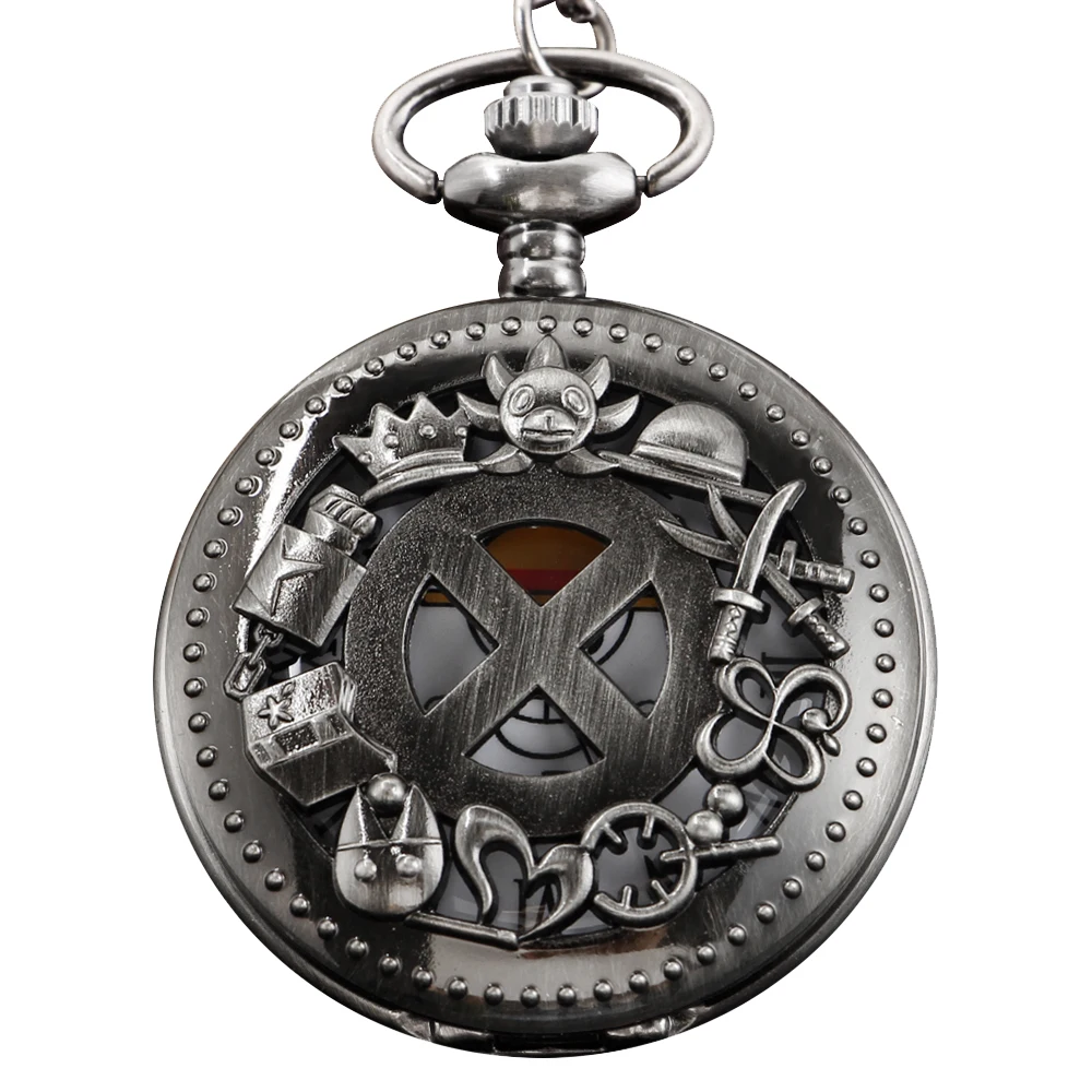 

Yellow Hat Skeleton Pirate Badge Quartz Pocket Watch Steampunk Vintage Chain Men's and Women's Universal Holiday Gift Clock